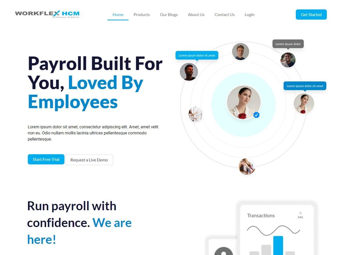 Screenshot of the Workflex HCM website designed and built by SiteDigiCraft