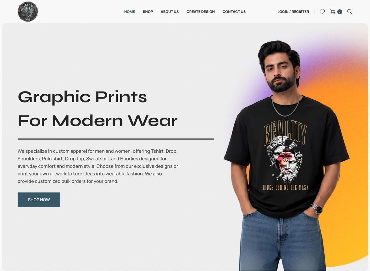 Screenshot of the Yabani Clothing website designed and built by SiteDigiCraft